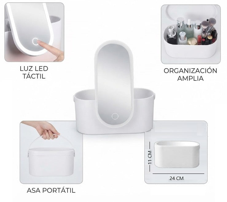 Organizador de maquillaje con espejo