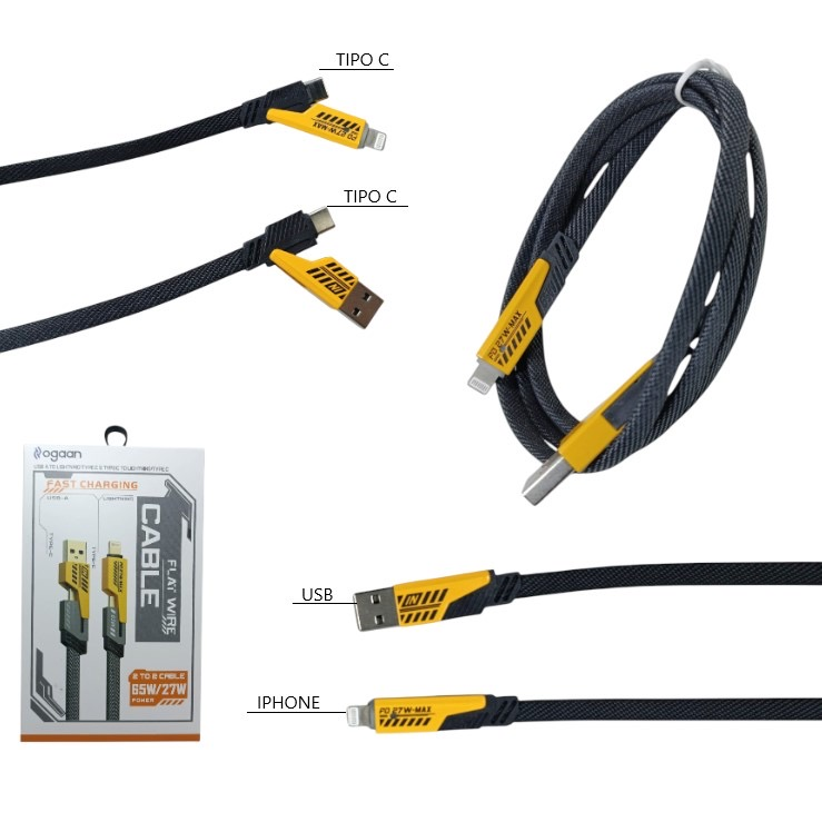 Cable reforzado 4 en 1 65W/27W