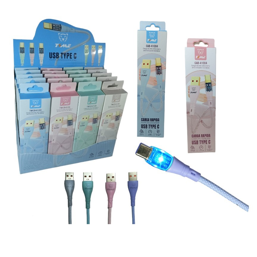 Cable Time USB tipo C con luz led