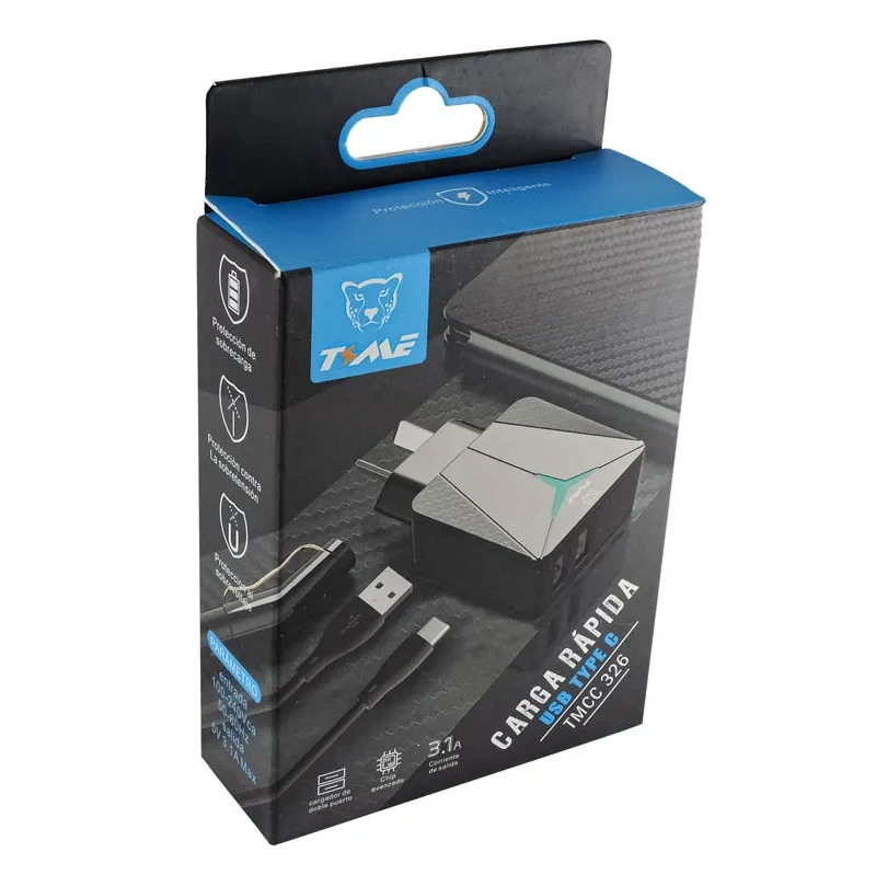 Cargador Time USB tipo C con 2 USB