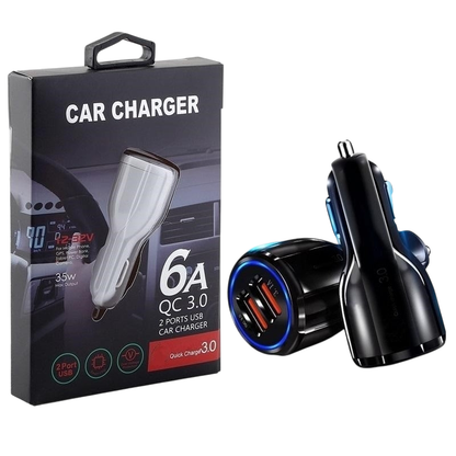 Cargador para auto 6A con 2 USB