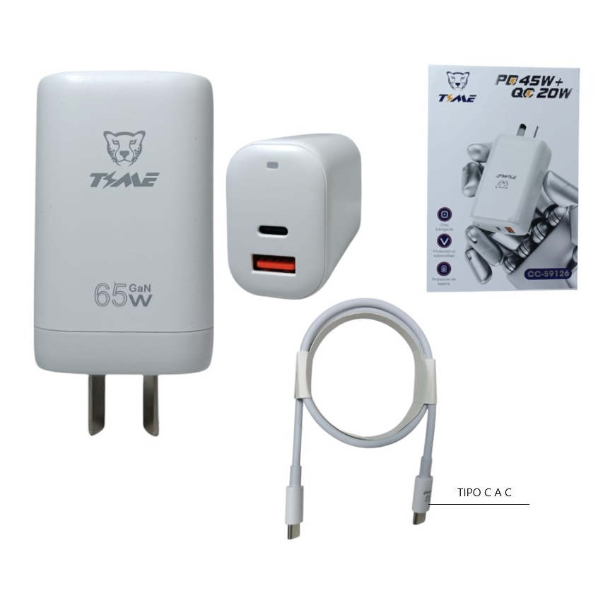 Cargador Time PD 45w + QC 20w