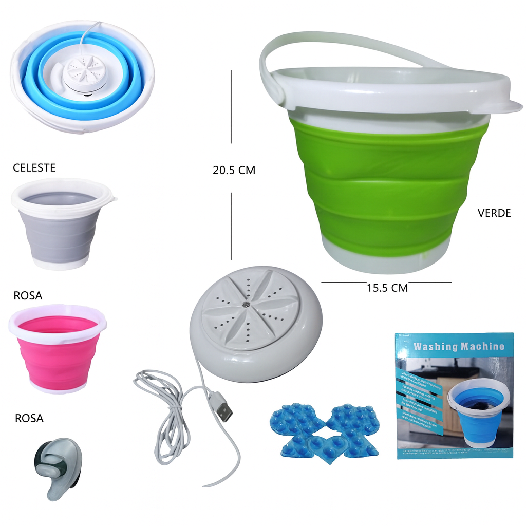 Mini lavarropa portatil usb con balde