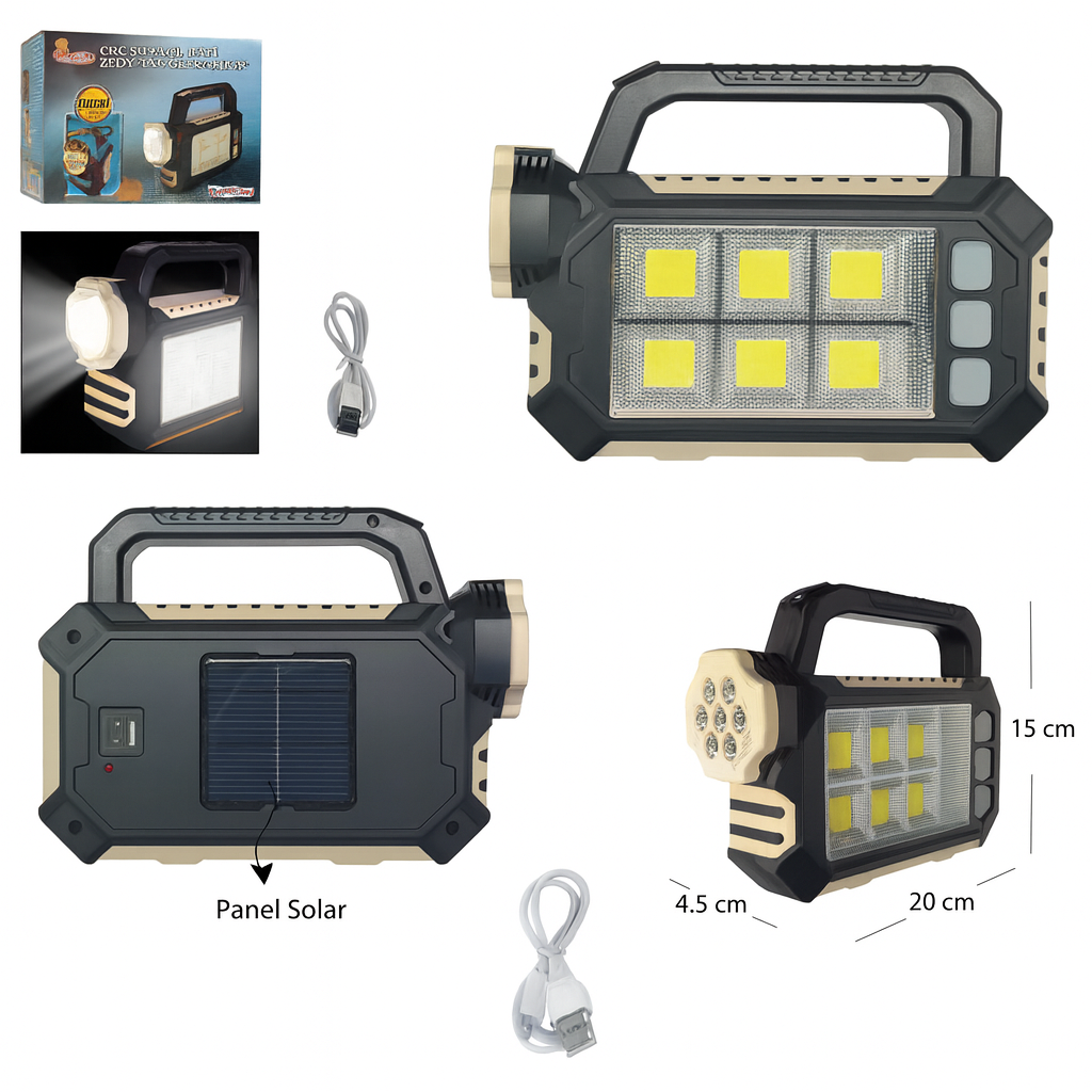 Lampara linterna solar 3 modos