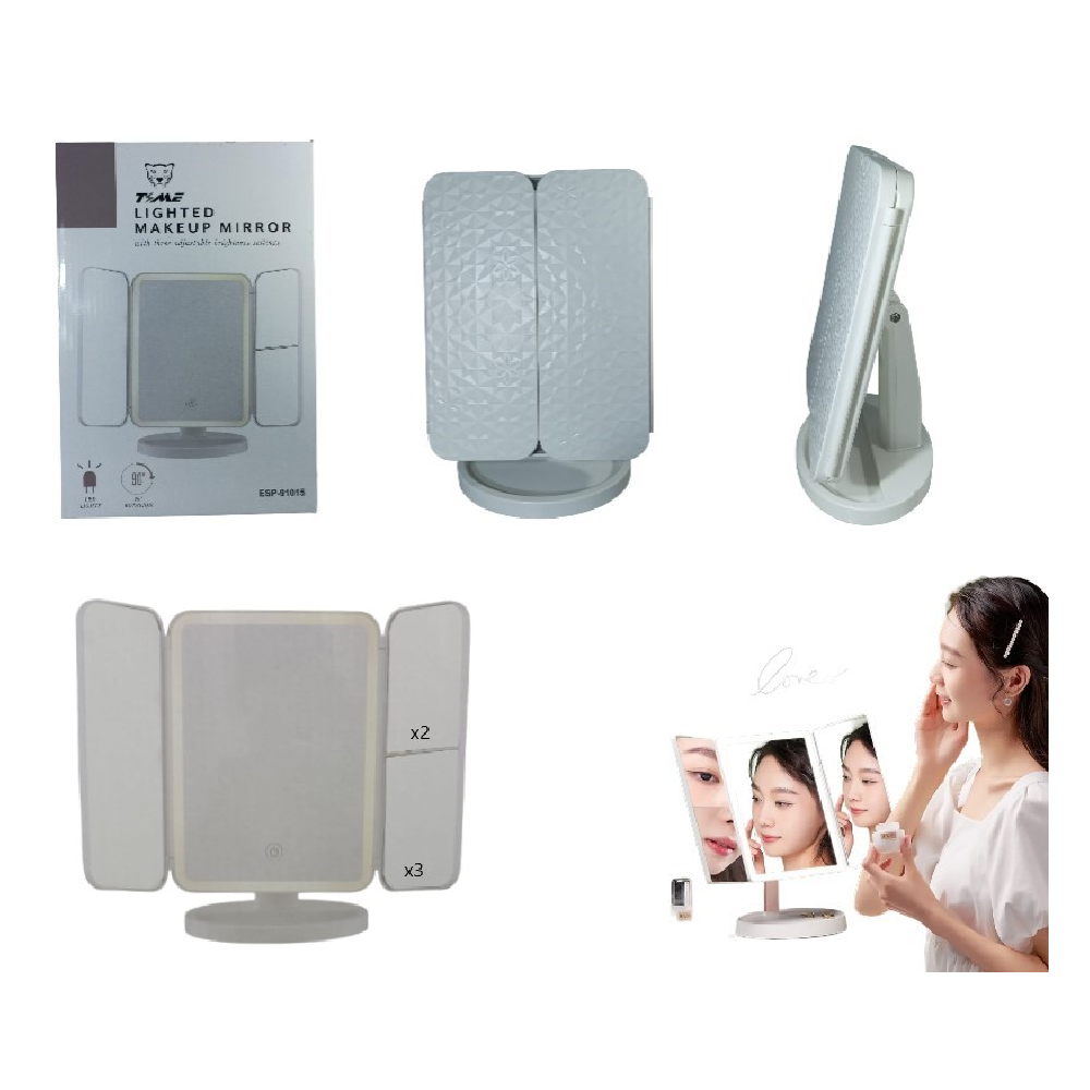 Espejo luz LED recargable con rotación 90°
