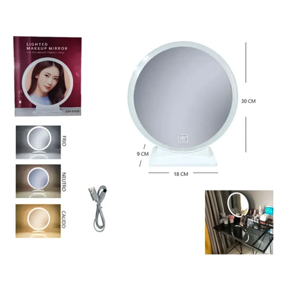 Espejo con luz LED 30 cm
