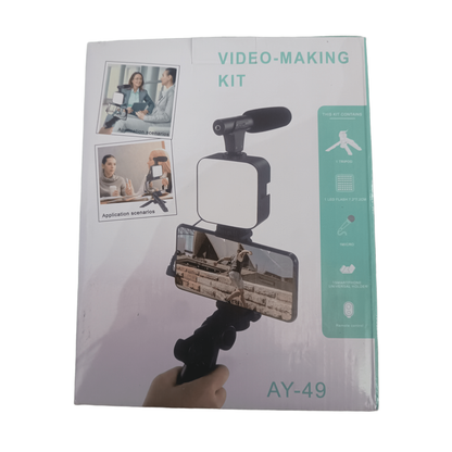 Estabilizador trípode para celular con luz y micrófono