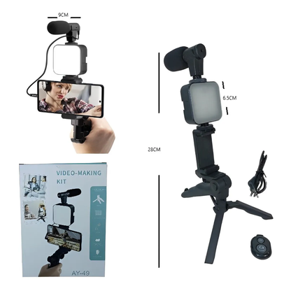 Estabilizador trípode para celular con luz y micrófono
