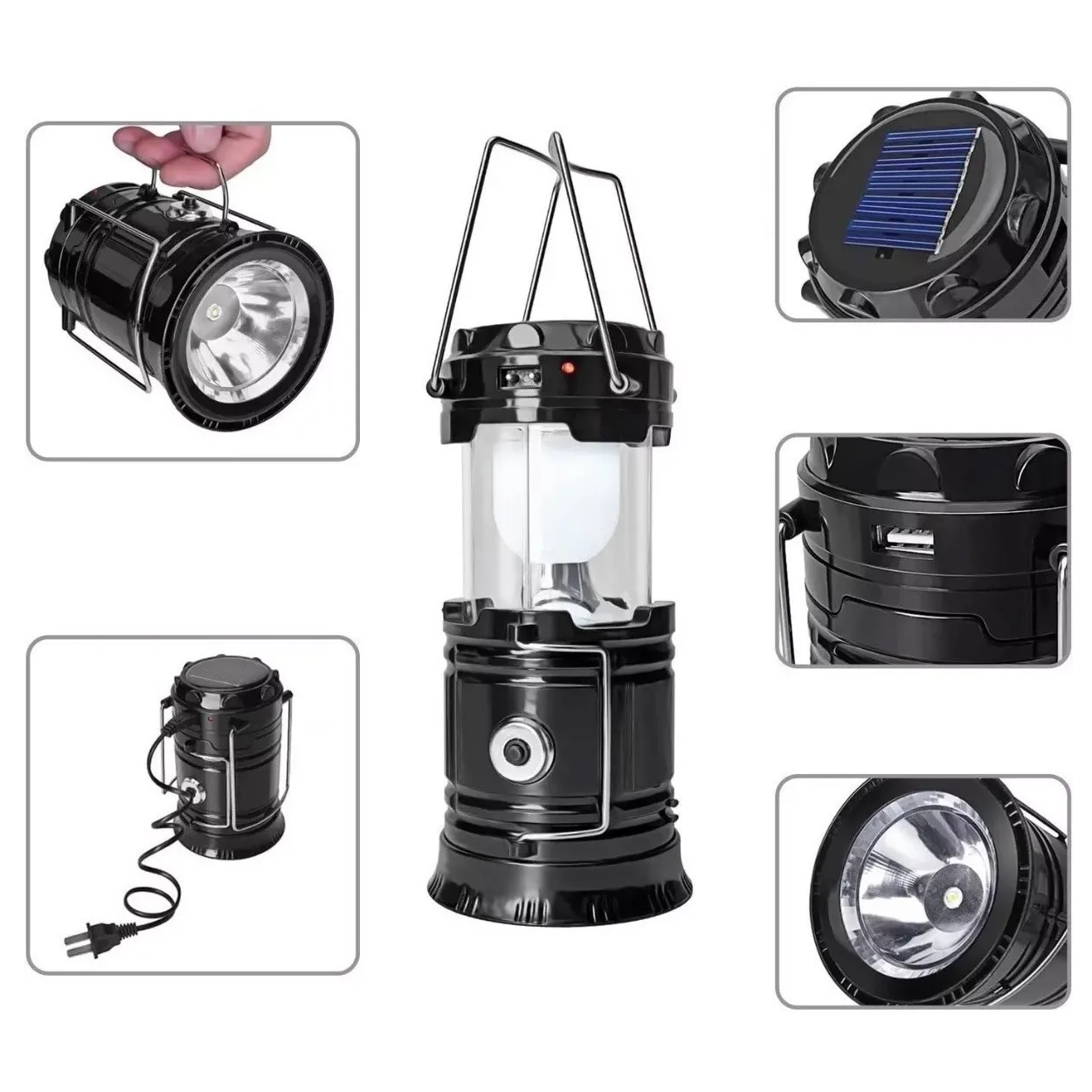 Linterna farol solar 2 en 1 recargable