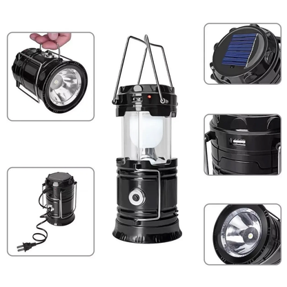 Linterna farol solar 2 en 1 recargable