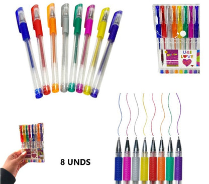 Bolígrafo con purpurina colores set x 8U