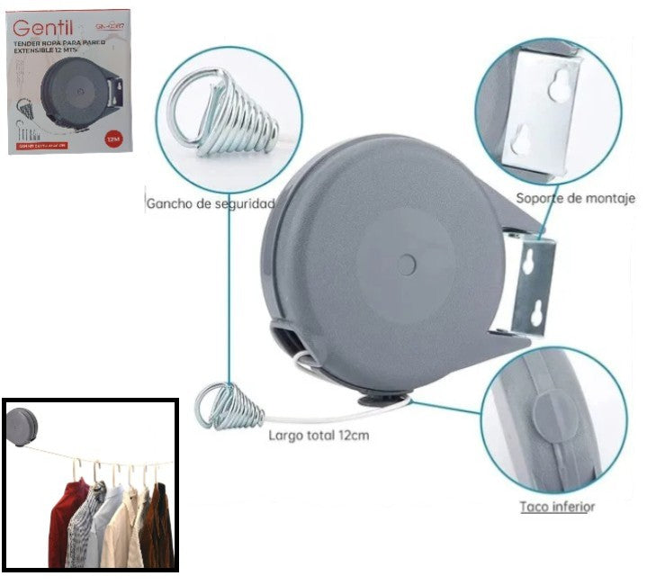 tender de ropa para pared extensible 12mt