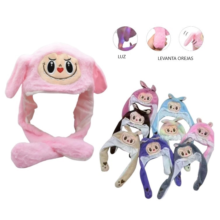 Gorro Labubu levanta orejas con luz
