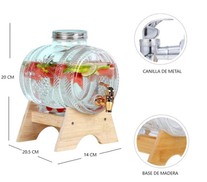 Dispenser barril de vidrio