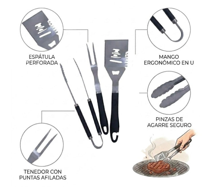 Kit para asador de acero