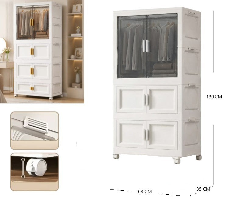 Ropero organizador plegable 2 niveles con puertas