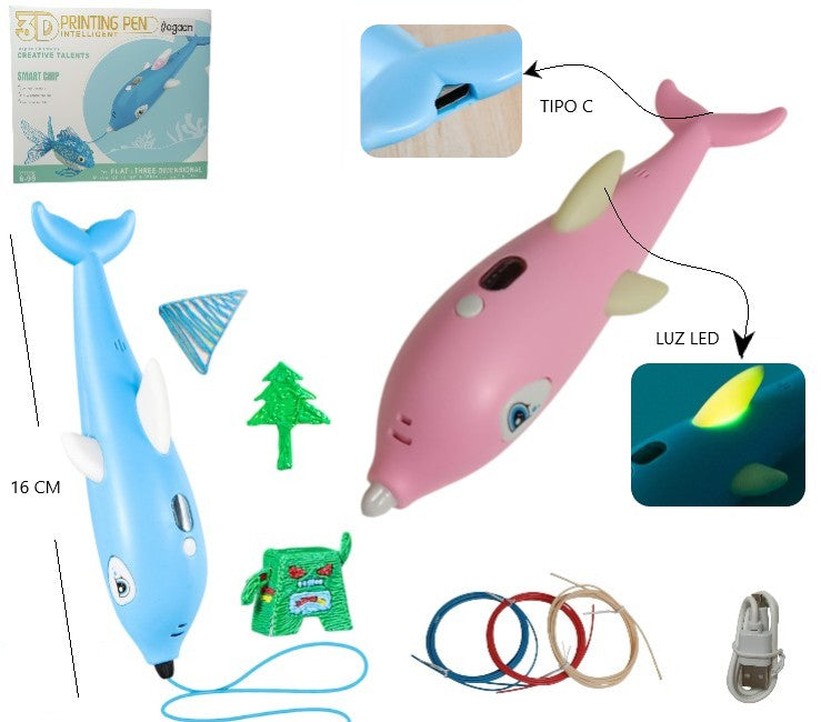 Lapiz impresora 3D delfín recargable