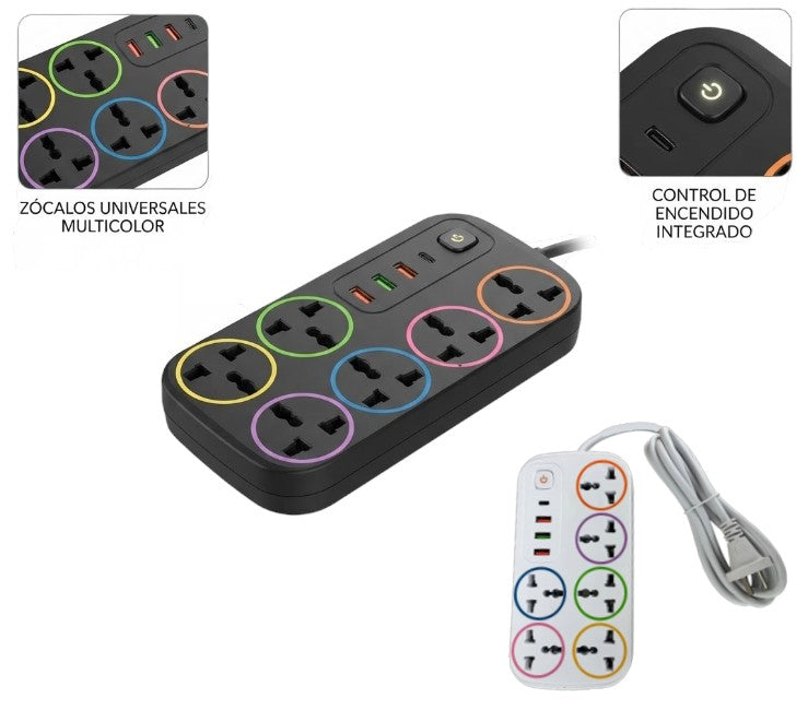 Alargue 6 bocas universal 3usb+1tipoc