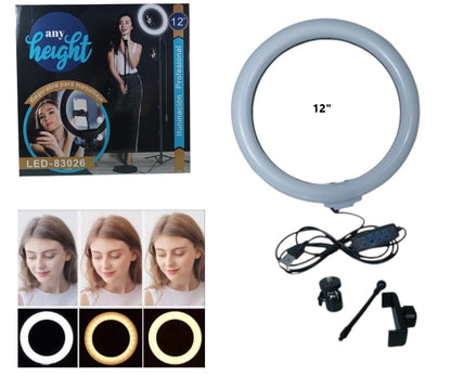 Aro de luz LED blanco 12"