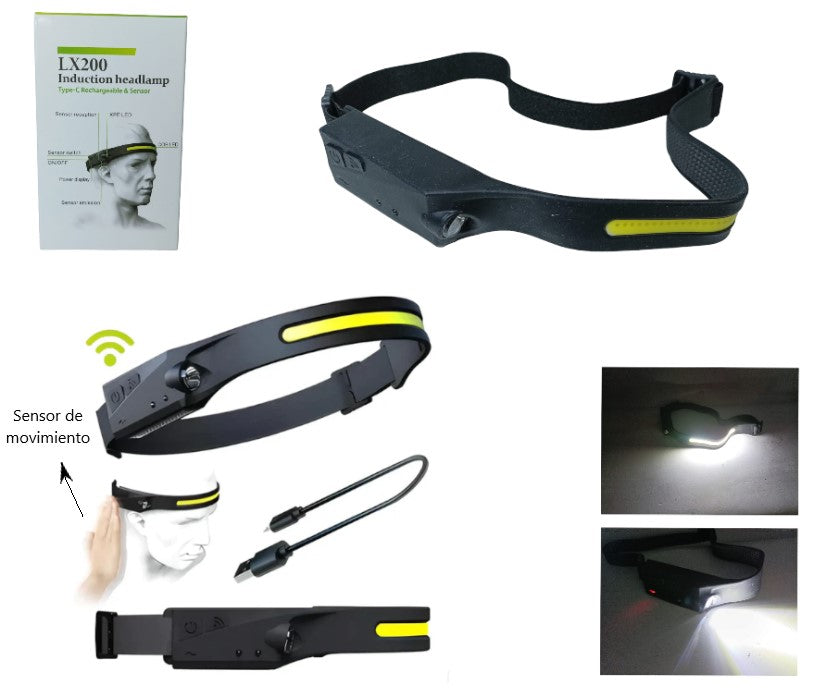 Linterna vincha LED con sensor