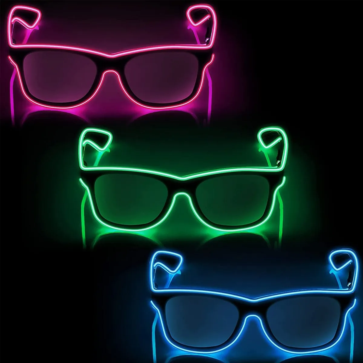 Lentes con luz de neón a pilas
