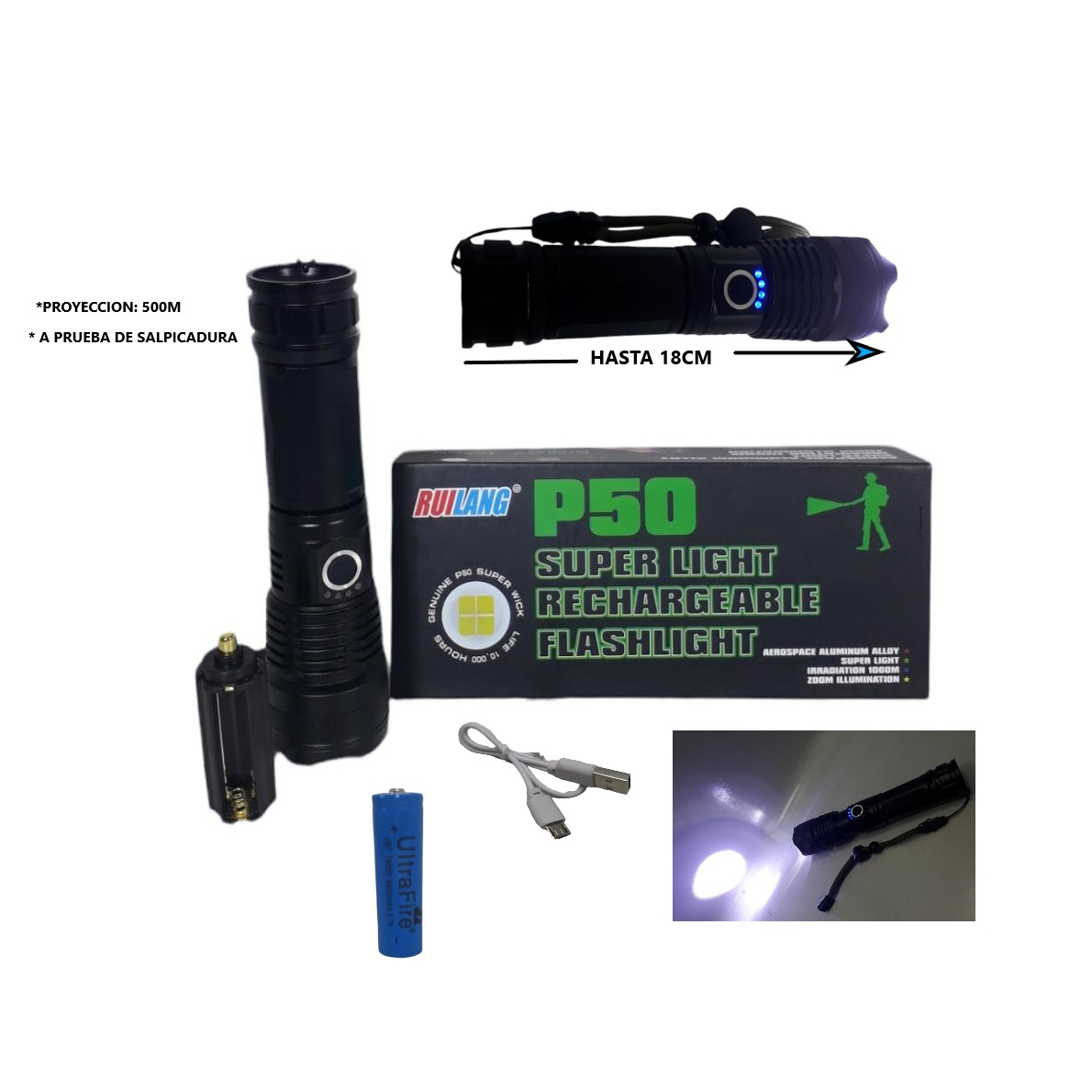 Linterna recargable Rui Lang P50