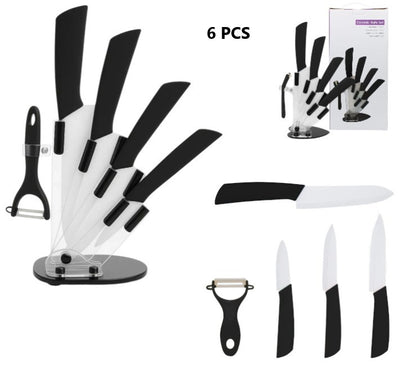 Set de cuchillos de cerámica con base