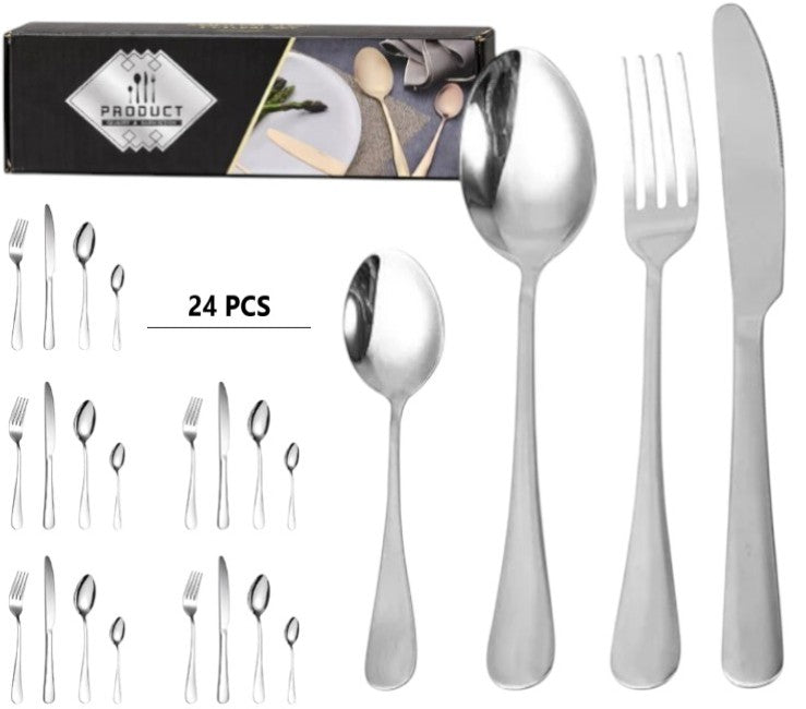 Set x24 PCS cubiertos ACERO 6 c/u