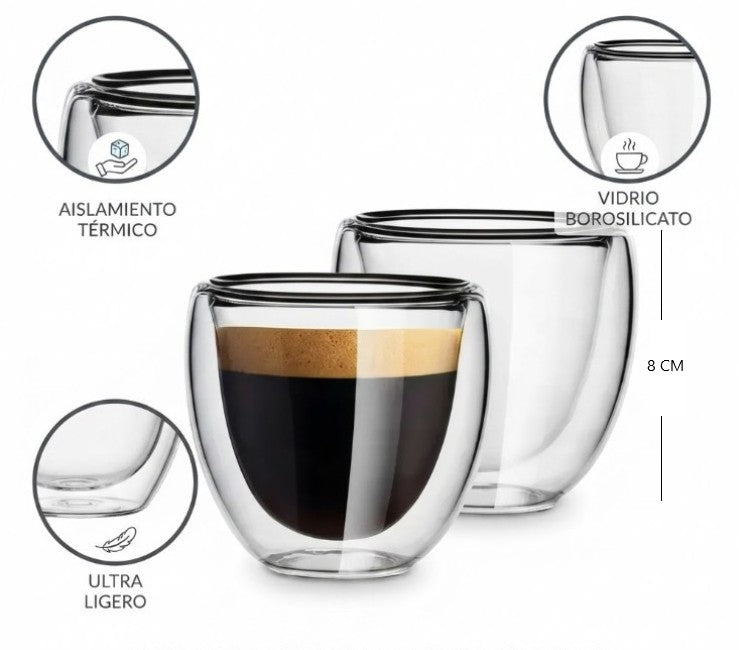 Vaso de vidrio doble 150ML
