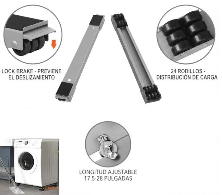 Base rodante para muebles extensible
