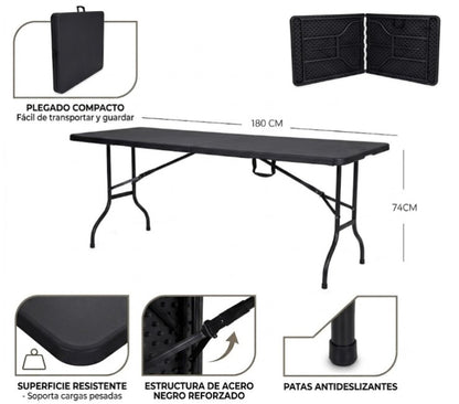 Mesa plegable color NEGRO