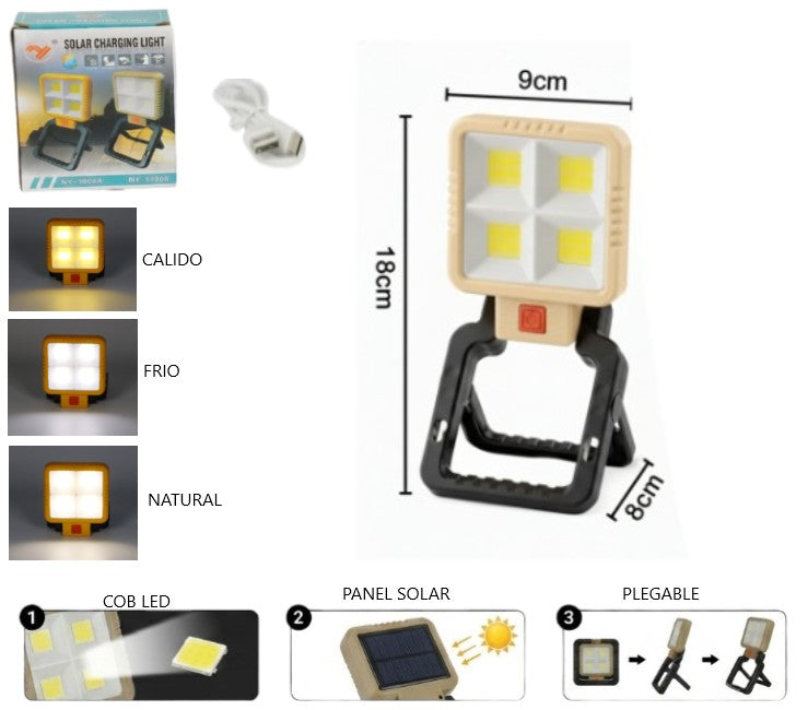 Linterna con panel solar de camping