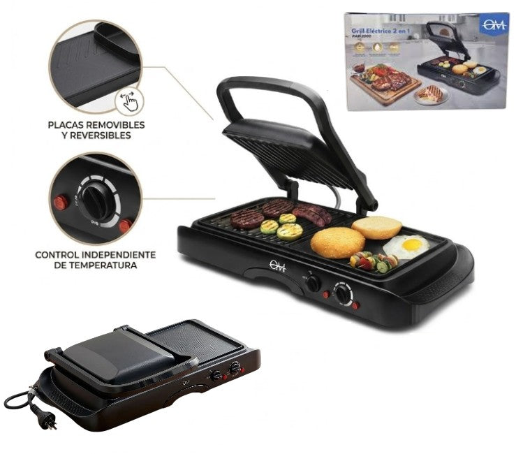 Grill y parrilla eléctrica 2 en 1
