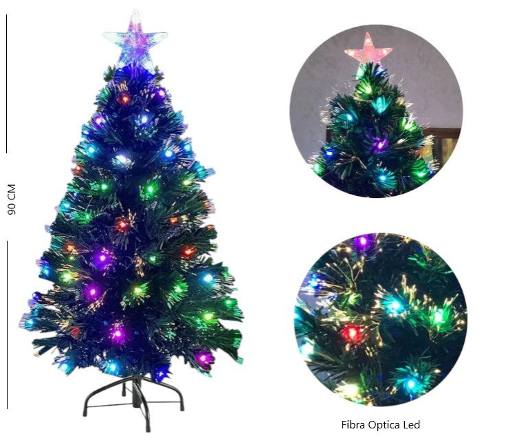 Árbol de navidad luces fibra óptica con estrella