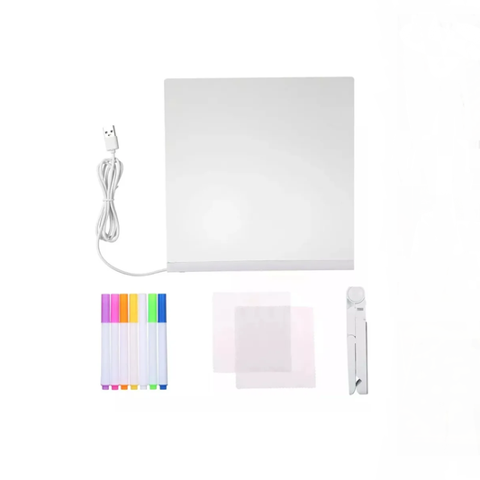 Pizarra LED 15x15 cm con marcadores