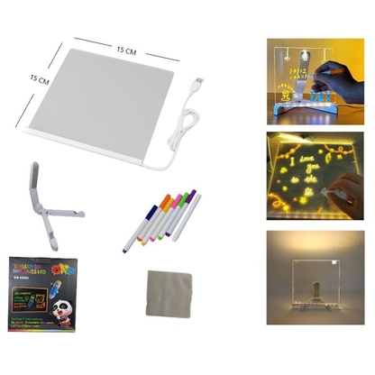 Pizarra LED 15x15 cm con marcadores