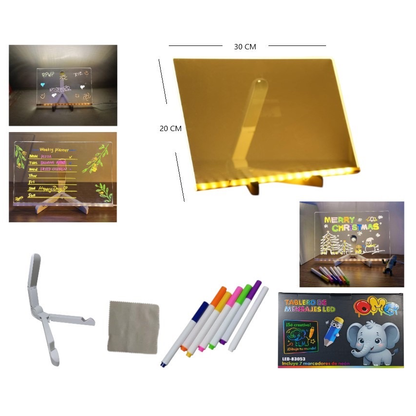 Pizarra LED 20x30 cm con marcadores