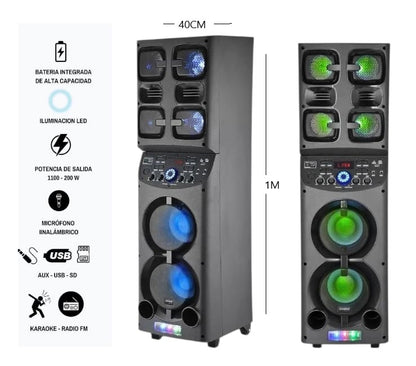 Parlante torre con micrófono