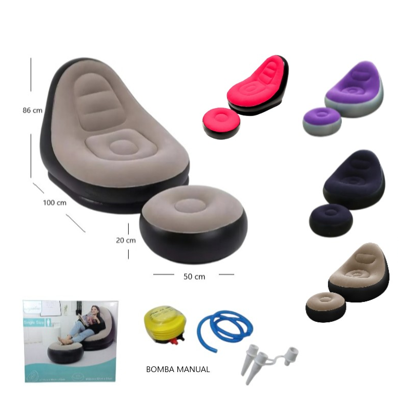 Sillón puff con reposapiés