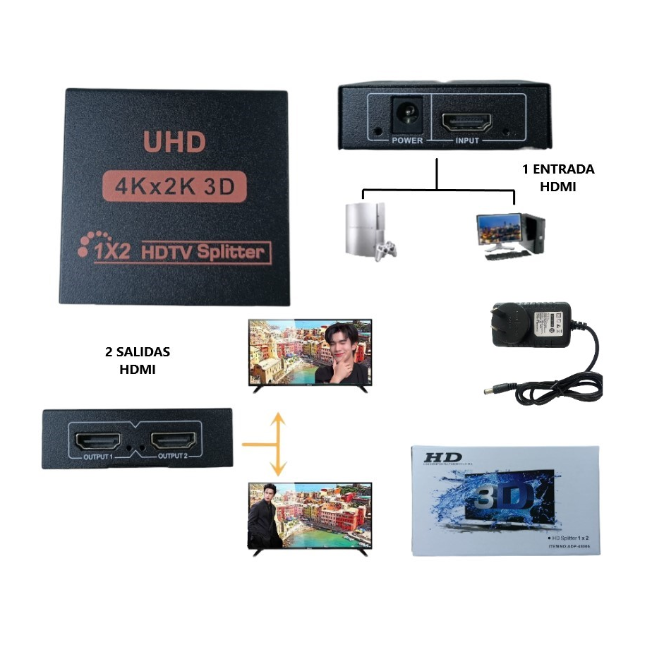 Splitter HDMI 1 a 2 puertos 4K