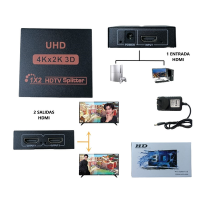 Splitter HDMI 1 a 2 puertos 4K