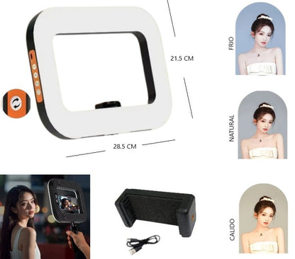 Aro de luz rectangular blanco