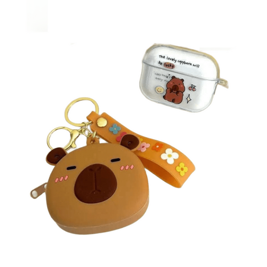 Auriculares bluetooth + llavero capibara