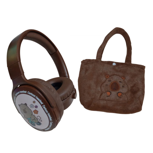 Auriculares vincha + cartera capibara