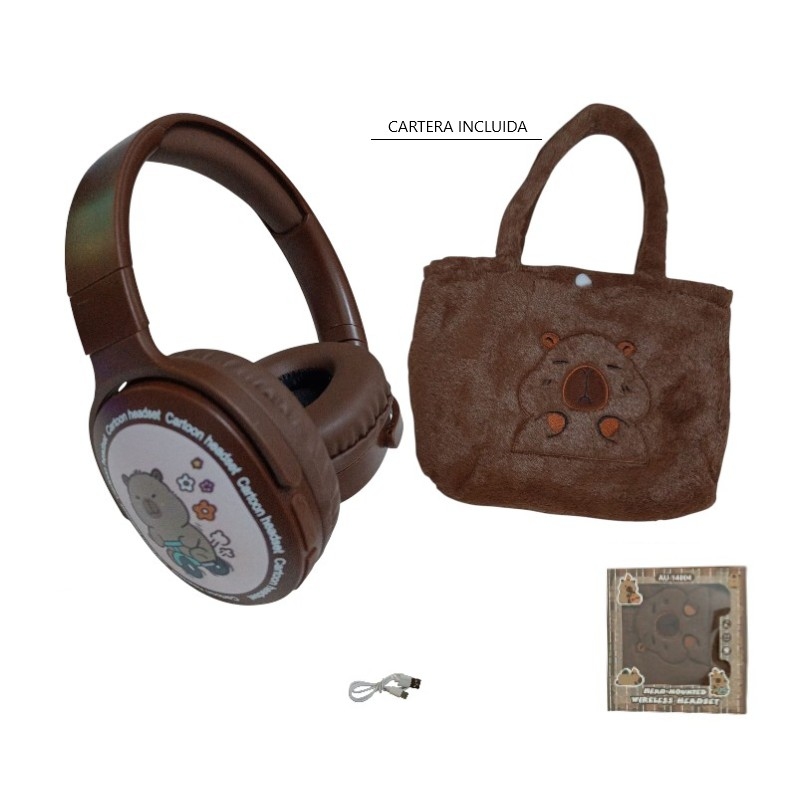 Auriculares vincha + cartera capibara