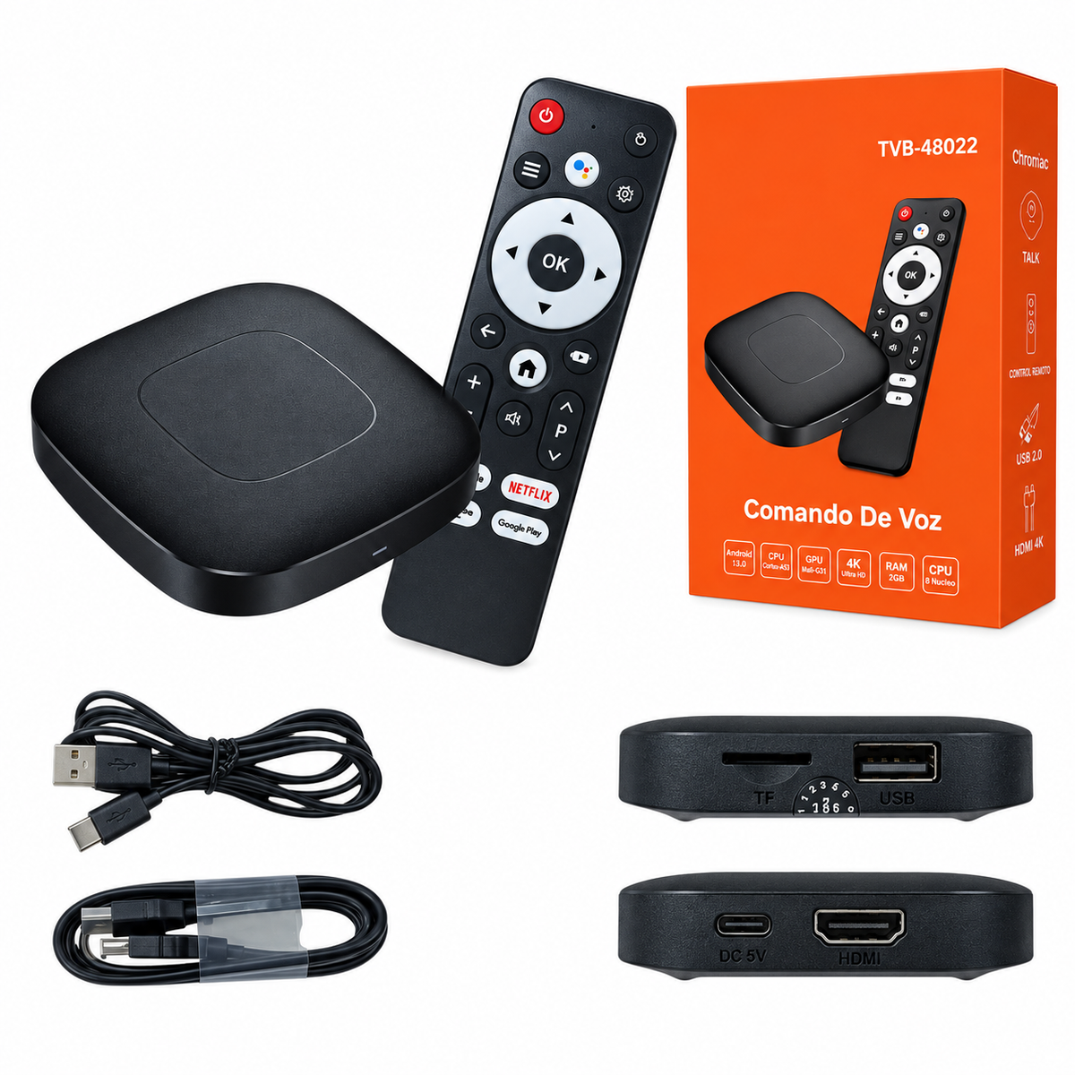 TV BOX 2+8G SIN MARCA con comando de voz