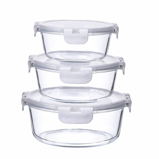 Táper de vidrio hermético redondo x3