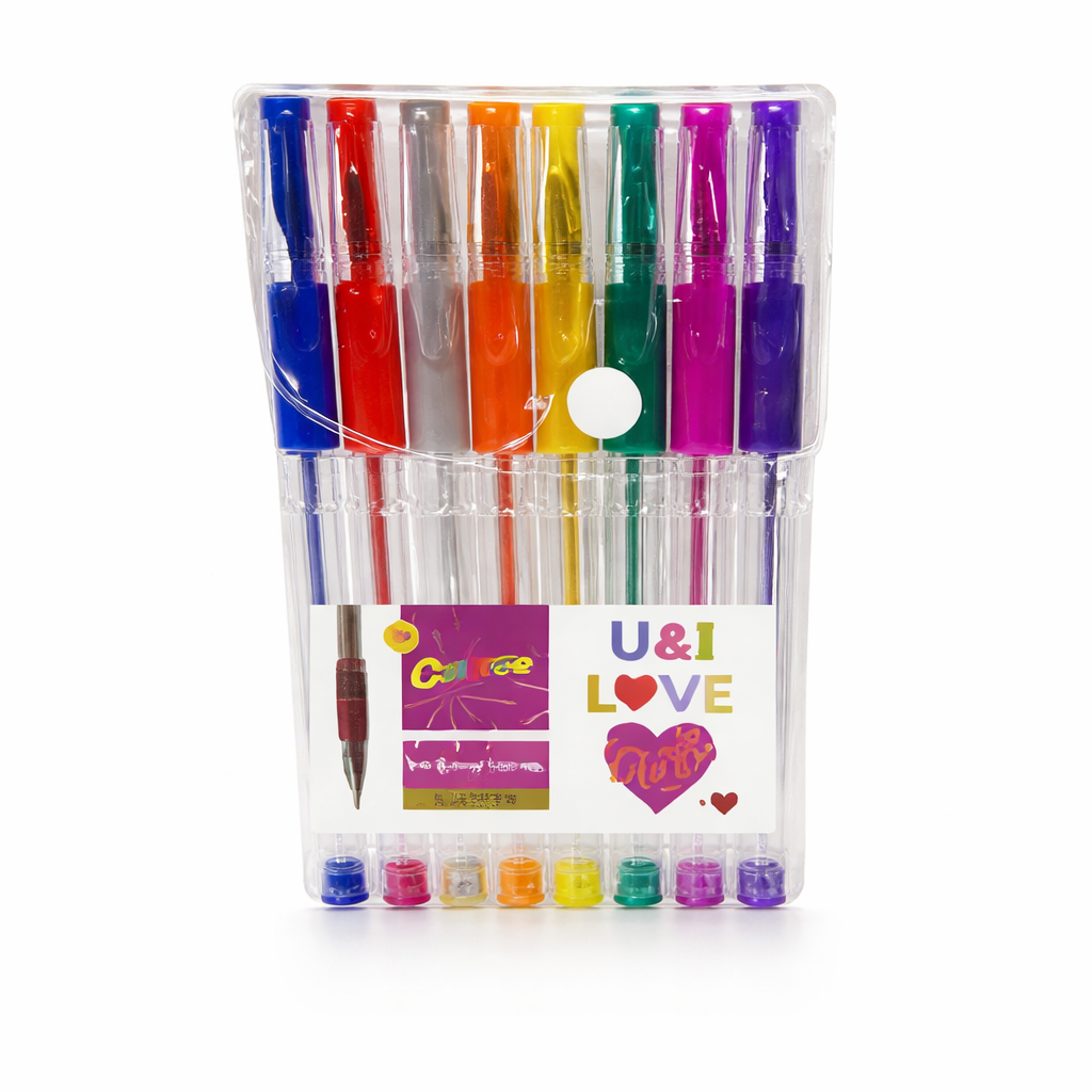 Bolígrafo con purpurina colores set x 8U