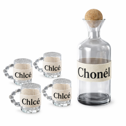 Set taza de te y botella de vidrio 7pcs