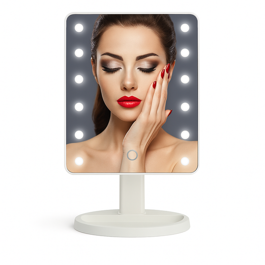 Espejo con luz LED a pila y USB